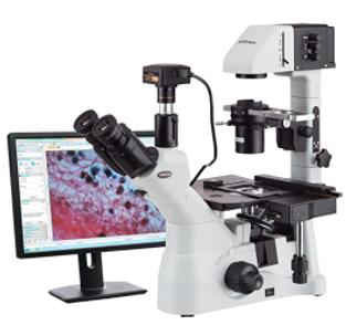 Microscope Amscope IN480TC avec écran, offrant une observation détaillée pour recherches scientifiques et éducatives.