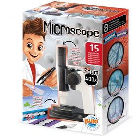 Jeu éducatif Buki : microscope avec accessoires, zoom 400x, pour explorer le monde scientifique. Idéal pour les jeunes scientifiques.